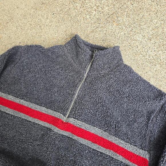 Vtg Y2k OLD NAVY Colorblock Stripe Deep Pile Fleece 1/4 Zip Sweatshirt Med - Picture 3 of 6